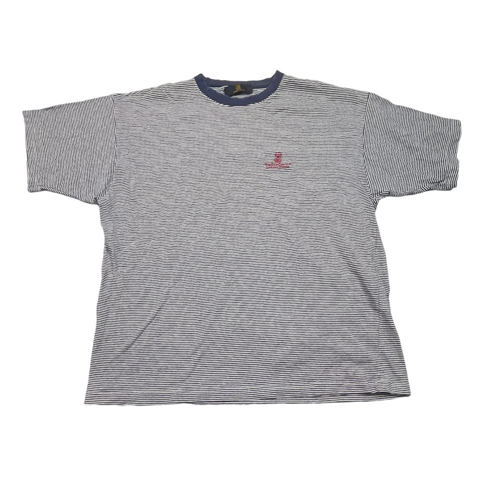 Vintage The Ritz Carlton striped 1990s embroidered logo t shirt